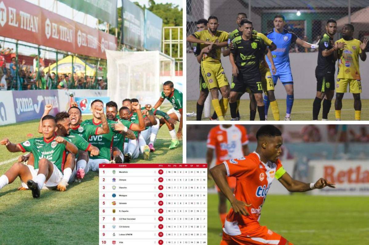 La tabla de posiciones de la Liga Nacional: Marathón es líder, Olancho FC empató y Vida se complica con el descenso
