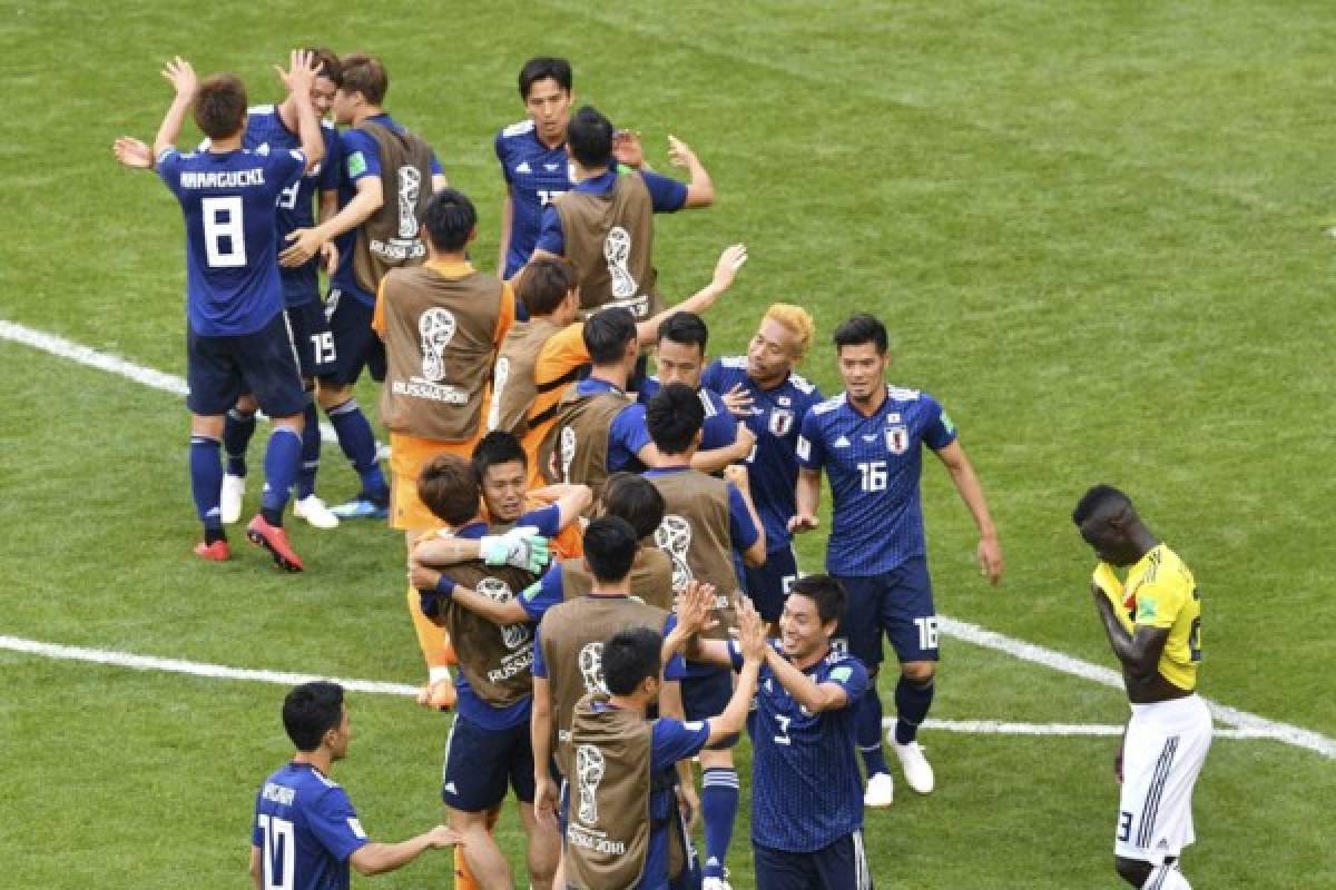 NO VISTE EN TV: El festejo de los japoneses y las caras tristes de los jugadores de Colombia