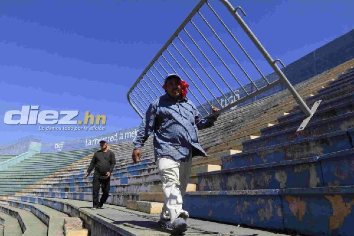 Instalan vallas de seguridad en el estadio Nacional para juego de Motagua ante Honduras Progreso