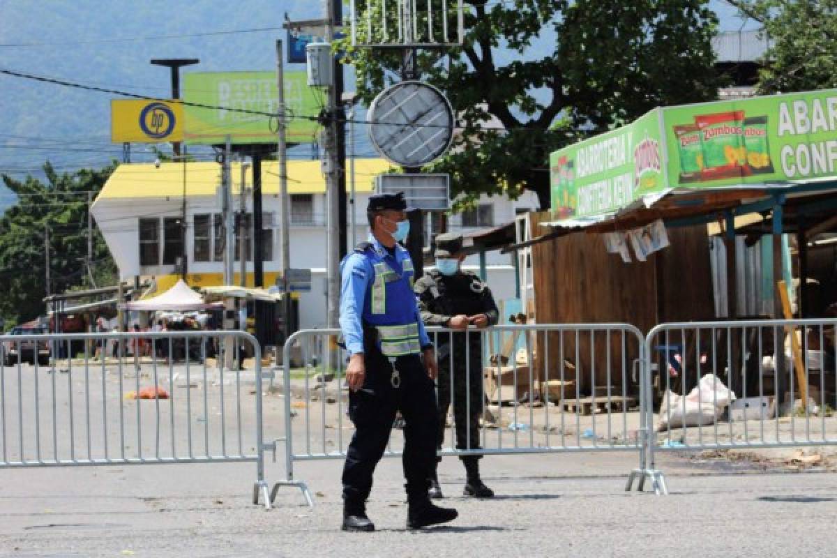 ¡Calles solitarias y vallas! Así luce San Pedro Sula durante toque de queda absoluto