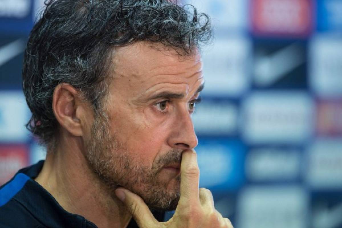Barcelona's coach Luis Enrique looks on during a press conference at the Sports Center FC Barcelona Joan Gamper in Sant Joan Despi, near Barcelona on April 22, 2017 on the eve of their Spanish League Clasico football match Real Madrid vs FC Barcelona. / AFP PHOTO / Josep LAGO
