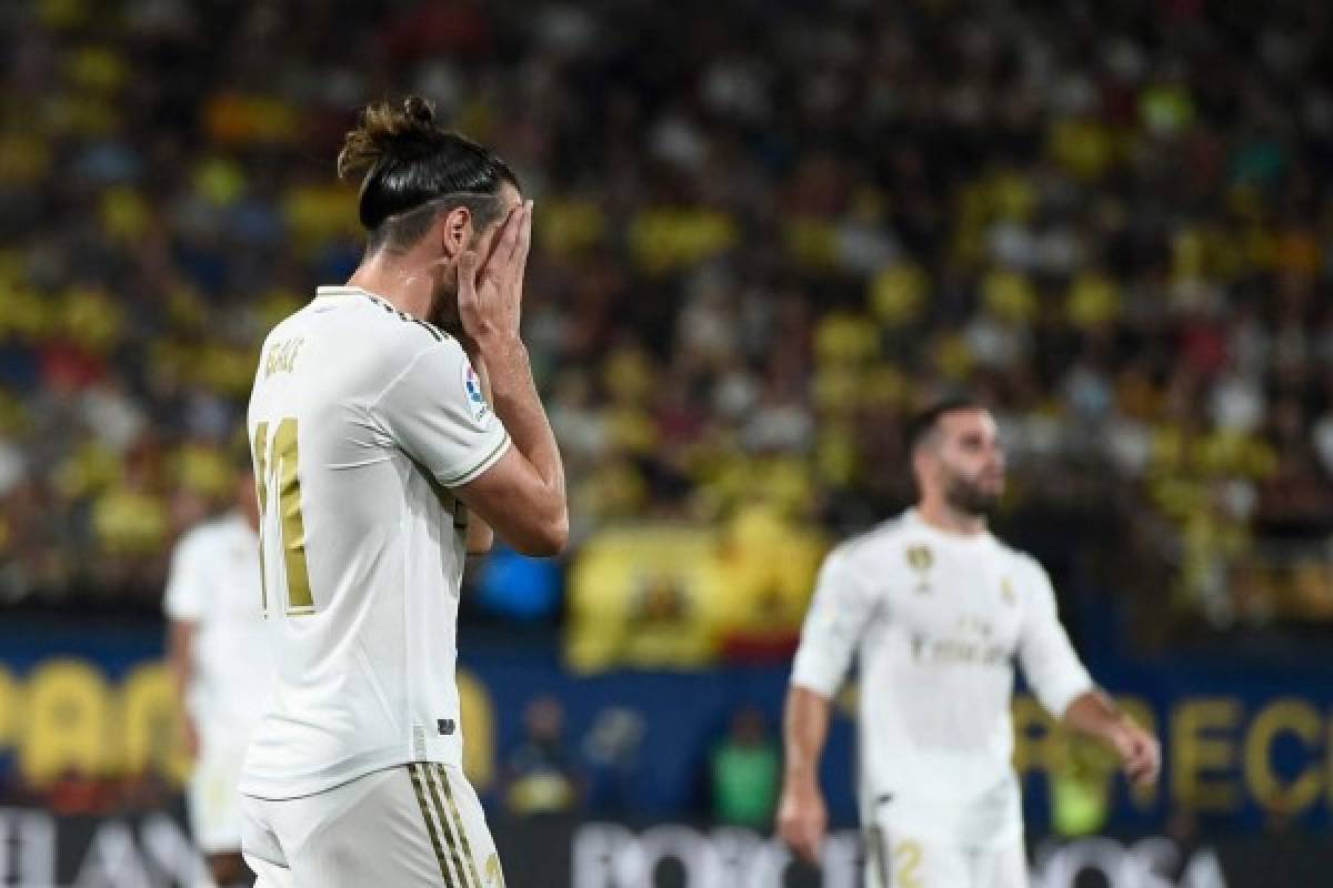 Real Madrid's Welsh forward Gareth Bale reacts during the Spanish league football match Villarreal CF against Real Madrid CF at La Ceramica stadium in Vila-real on September 1, 2019. (Photo by Josep LAGO / AFP)