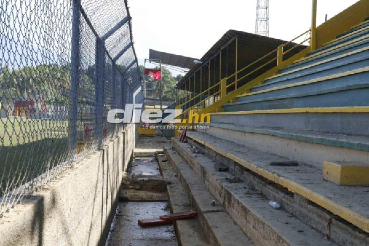 Las imágenes del estadio Humberto Micheletti de El Progreso tras el devastador paso de Eta