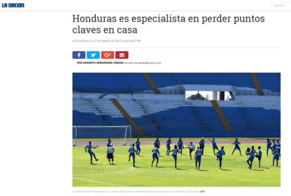 Lo que la prensa de Costa Rica habla previo al juego ante Honduras