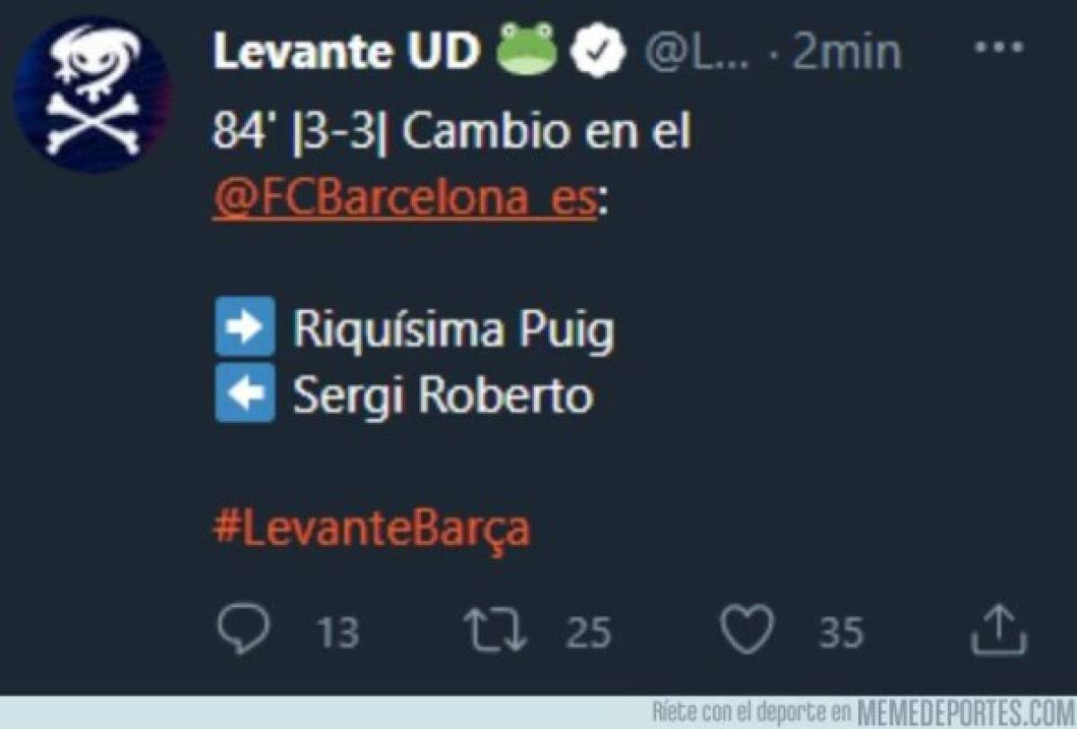 Masacran al Barcelona con divertidos memes tras no poder contra el Levante en la liga española