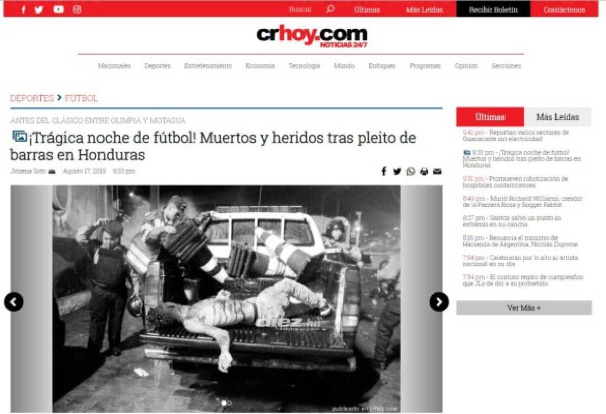 Lo que dice la prensa internacional sobre enfrentamientos entre barras del Olimpia y Motagua