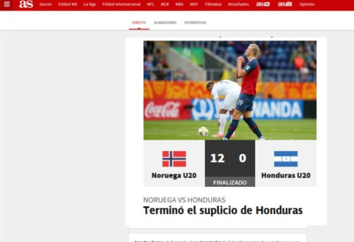 ¡Bochorno mundial! La prensa internacional habla del 12-0 de Noruega a Honduras