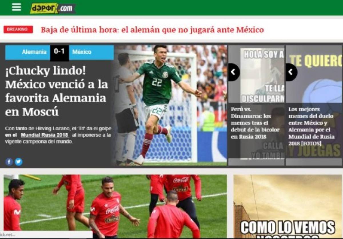 Locura mundial: Lo que dice la prensa por batacazo de México a Alemania en Rusia