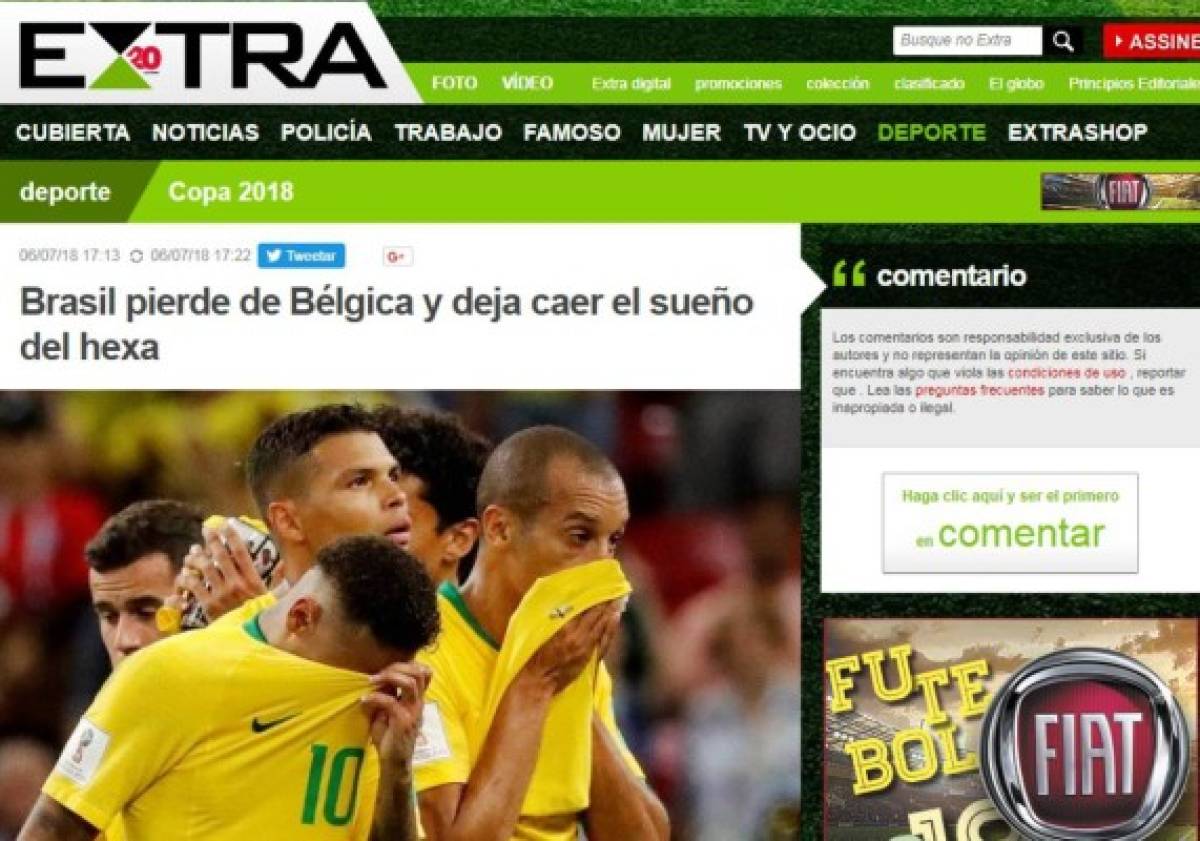 PORTADAS: Así titulan los medios argentinos el fracaso de Brasil ante Bélgica