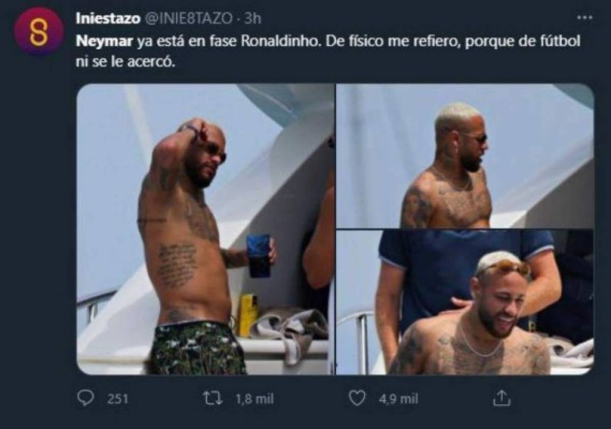 Neymar es víctima de los memes por la nueva 'panza' que desarrolló durante sus vacaciones