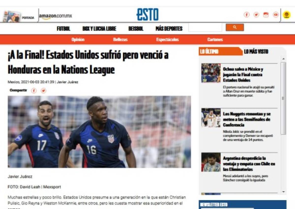 'Bofetada, polémico y con mejor fútbol'; Lo que dice la prensa de la derrota de Honduras ante EUA