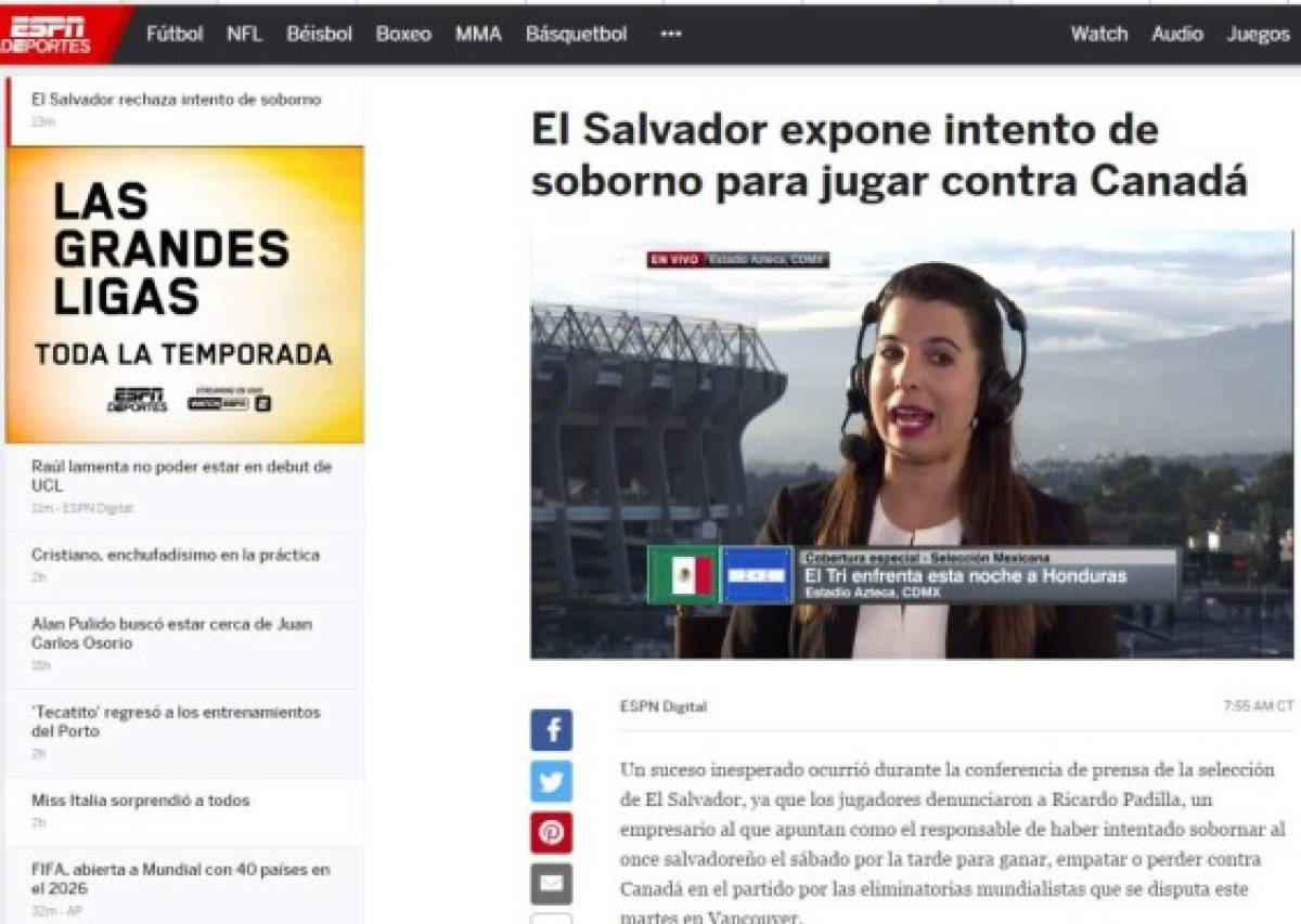 Prensa mundial hace eco del escándalo que denunciaron seleccionados de El Salvador
