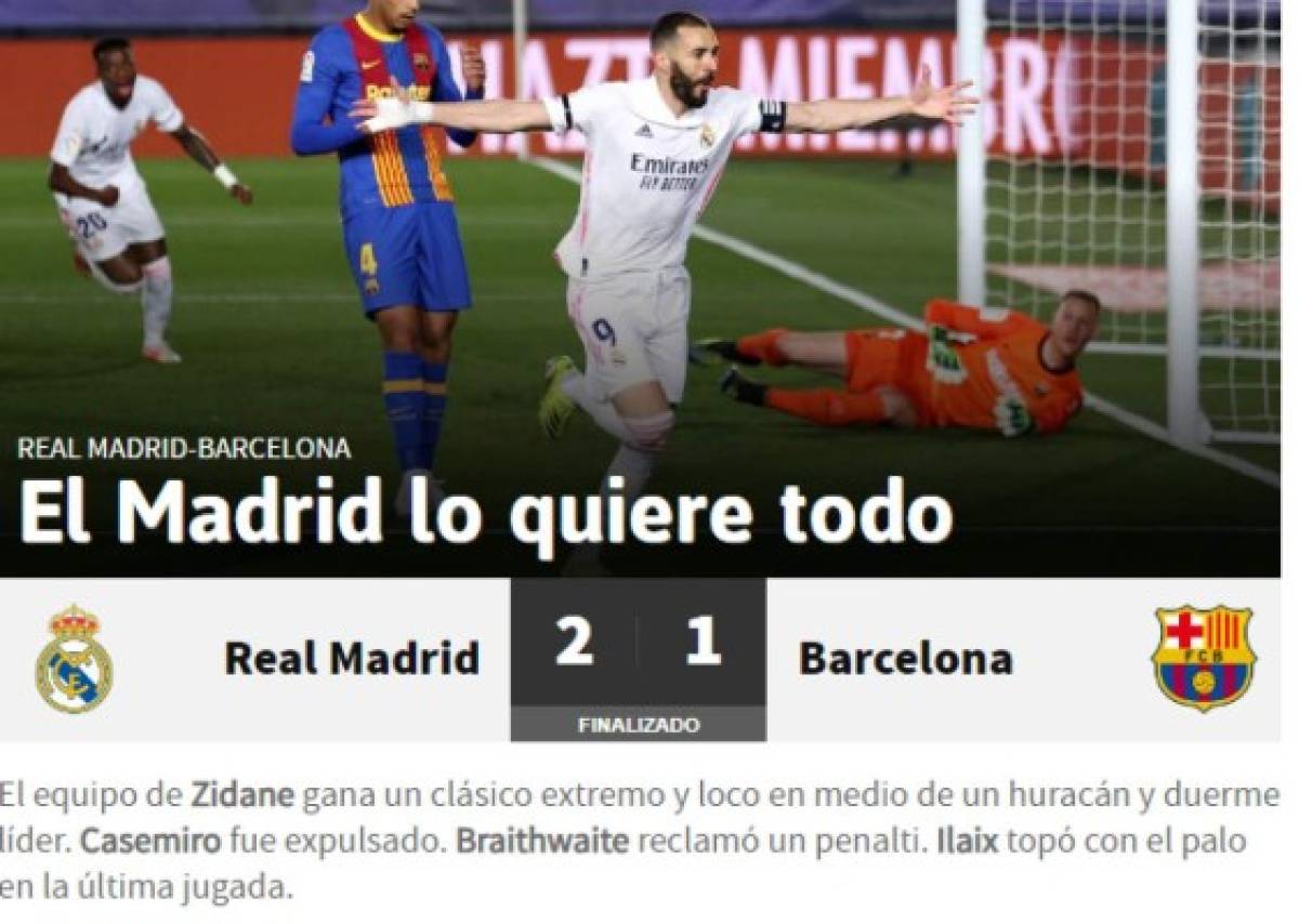 'A estos no hay quien los hunda', prensa mundial tras la victoria del Real Madrid sobre Barcelona