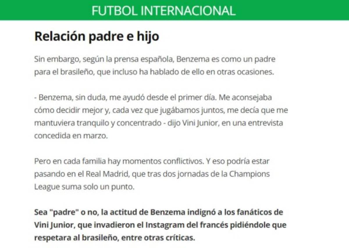 'Benzema fue antiético, cobarde y ridículo': La prensa de Brasil e internacional sobre el ataque a Vinicius   