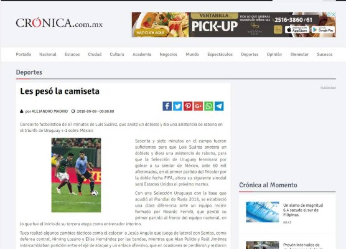 Medios mexicanos no perdonan a su selección tras ser goleada por Uruguay