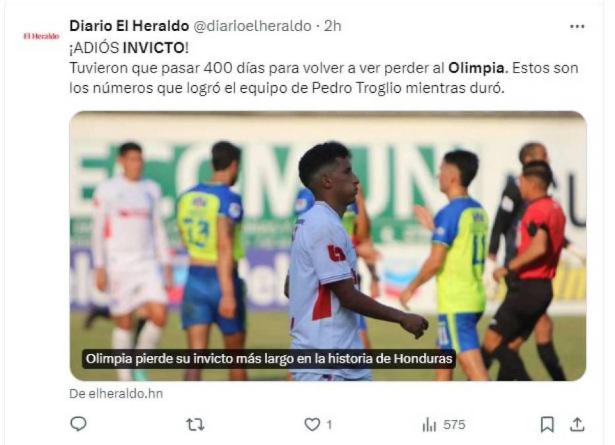 “Hasta que Olimpia lo vuelva a superar”, “Olancho enterró el invicto”: Prensa hondureña reacciona al batacazo de Potros
