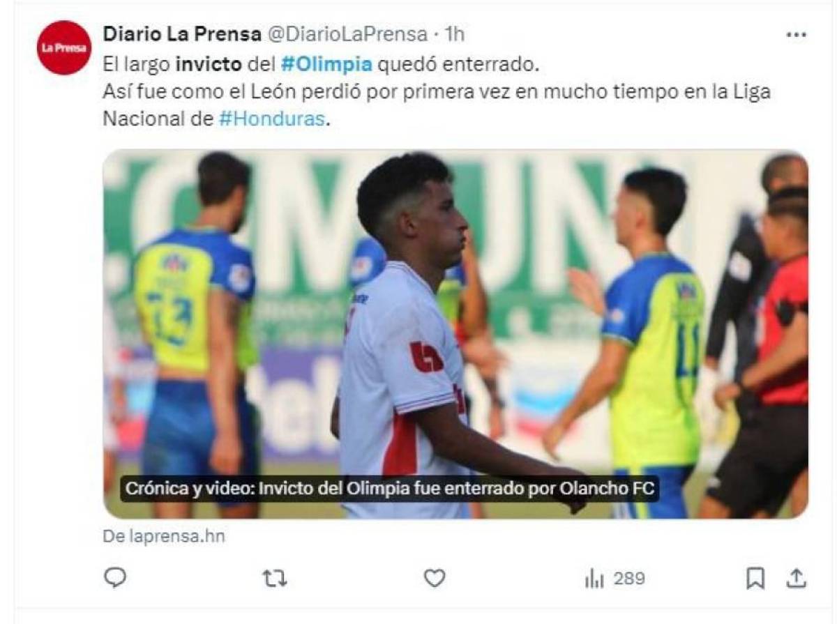“Hasta que Olimpia lo vuelva a superar”, “Olancho enterró el invicto”: Prensa hondureña reacciona al batacazo de Potros