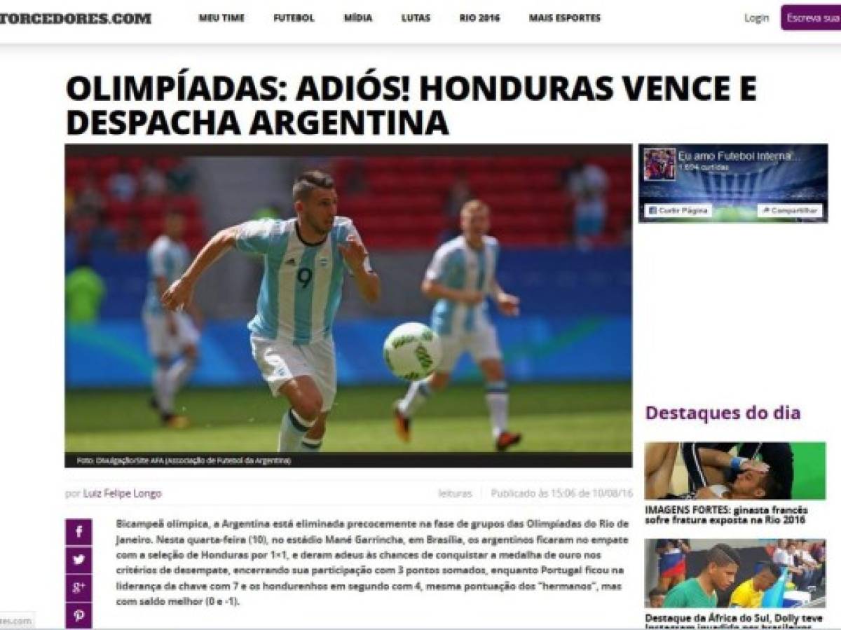 Prensa internacional se rinde a Honduras tras eliminar a Argentina