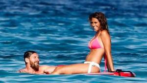 Messi y Antonella disfrutando de sus vacaciones.