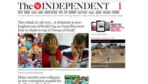 La prensa británica lamentó la victoria de Costa Rica ante Italia y su temprano adiós del Mundial.