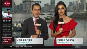 José del Valle y la costarricense Natalia Álvarez en una transmisión para ESPN.