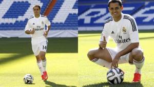 Javier 'Chicharito' Hernández vestido con el uniforme del Real Madrid en el Bernabéu,