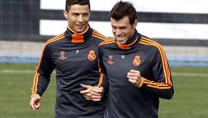 Así lucieron Cristiano y Bale en el último entrenamiento de Real Madrid. Foto EFE
