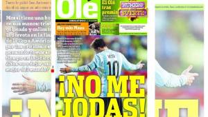 Esta es la tapa de Diario Olé de Argentina que disparó las alarmas.