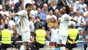Cristiano Ronaldo y Marcelo los anotadores del Real Madrid en el primer tiempo. Foto EFE.