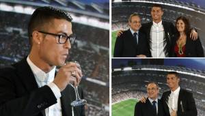 Cristiano Ronaldo selló este lunes su renovación con el Real Madrid hasta el 2021. Estuvo acompañado de su madre y amigos en un acto especial de su vida. Fotos AFP.