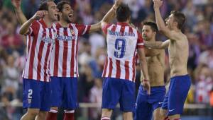 El Atlético de Madrid celebró a lo grande su pase a semifinales de Champions. Foto AFP