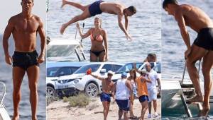 Cristiano Ronaldo disfruta de sus días de vacaciones en la isla de Ibiza junto a sus amigos y bellas chicas que los acompañan.