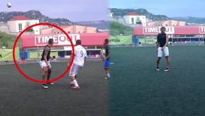 El futbolista hondureño, en plena batalla legal contra Olimpia, reapareció jugando en una cancha en Tegucigalpa.