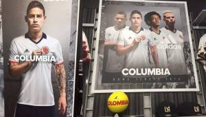 La publicidad que apareció en tiendas estadounidenses y el error al escribir COLUMBIA en lugar de Colombia.