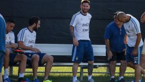 Lío Messi se integró de lleno a los entrenamientos de la albiceleste.