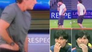 Son imágenes donde se ve a Joachim Löw se meta la mano en el pantalón y luego se la lleva a la nariz.