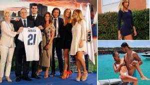 Álvaro Morata fue presentado el lunes como refuerzo del Real Madrid y lo acompañaron sus padres y también su novia italiana.