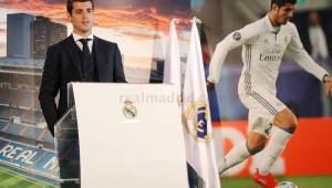 Álvaro Morata en su presentación oficial como jugador del Real Madrid. Fotos tomadas del RealMadrid.com
