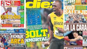 Las portadas más destacadas del mundo con la hazaña de Usaín Bolt que dominó los 200 metros con una enorme facilidad. En España destacan el arranque de la liga.