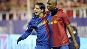 Samuel Eto'o y Leo Messi juntos en el Barcelona.