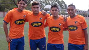 Brayan Velásquez, Júnior Padilla, Lesvin Median, Julio Canales y Gerson Argueta ya se integraron a los entrenos de la Universidad Pedagógica. Foto DIEZ.HN