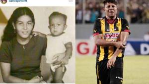 La imagen que colgó Carlos Pavón junto a su madre cuando era un pequeño. El jugador recibió su despedida en enero del 2015.