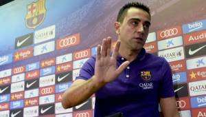 Xavi Hernández durante la conferencia de prensa donde confirmó su salida.