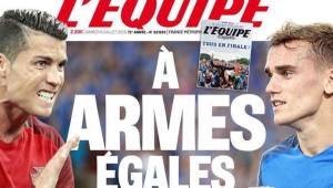 El diario francés L'Equipe reduce los candidatos a Cristiano y Griezmann. Foto L'Equipe.