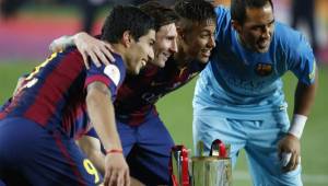 Messi, Suárez y Neymar han convertido en total 120 goles en lo que va de la temporada y esto los pone como el tridente más efectivo en la historia en España. Foto EFE