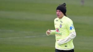 David Luiz durante los entrenamientos de la selección brasileña.