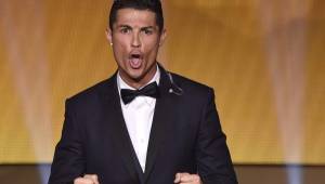 Así grito Cristiano Ronaldo al final de su discurso en la gala de entrega del Balón de Oro. Foto AFP