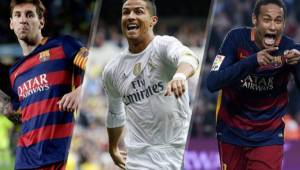 Messi, Cristiano Ronaldo y Neymar aparecen en el podio del listado.