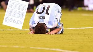 Leo Messi renunció a la selección argentina tras perder la final de Copa América Centenario ante Chile y la docente le pidió ser un ejemplo para sus alumnos. Foto AFP