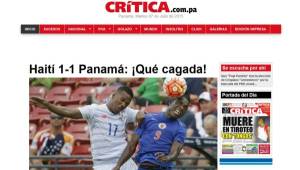 Diario Crítica de Panamá reflejó el sentir de sus paisanos tras el empate ante Haití.